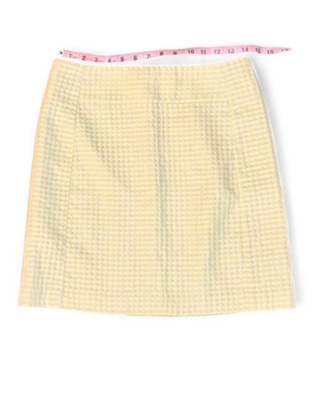 LOFT Ivory & Yellow Textured Polka Dot Swiss Dot A-Line Skirt Sz 4